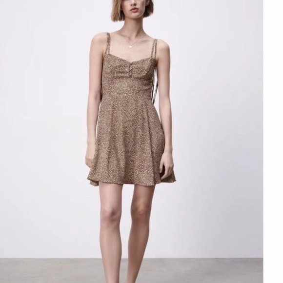 Animal Print Mini Dress Brown - Zara - Picture 3 of 7